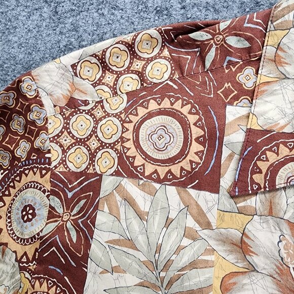 Tori Richards Hawaiian Shirt Size XXL Button Floral Brown 100% Cotton Men's 2XL - Picture 7 of 11